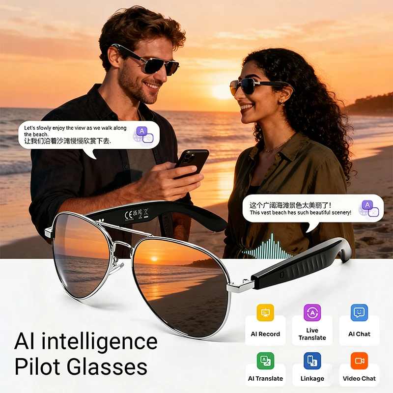 2026 New 800W Pixel Camera Smart Glasses Video Recording AI Photo Recognition Bluetooth Call Voice Translation Sunglasses Man
2026 New 800W Pixel Camera Smart Glasses Video Recording AI Photo Recognition Bluetooth Call Voice Translation Sunglasses Man