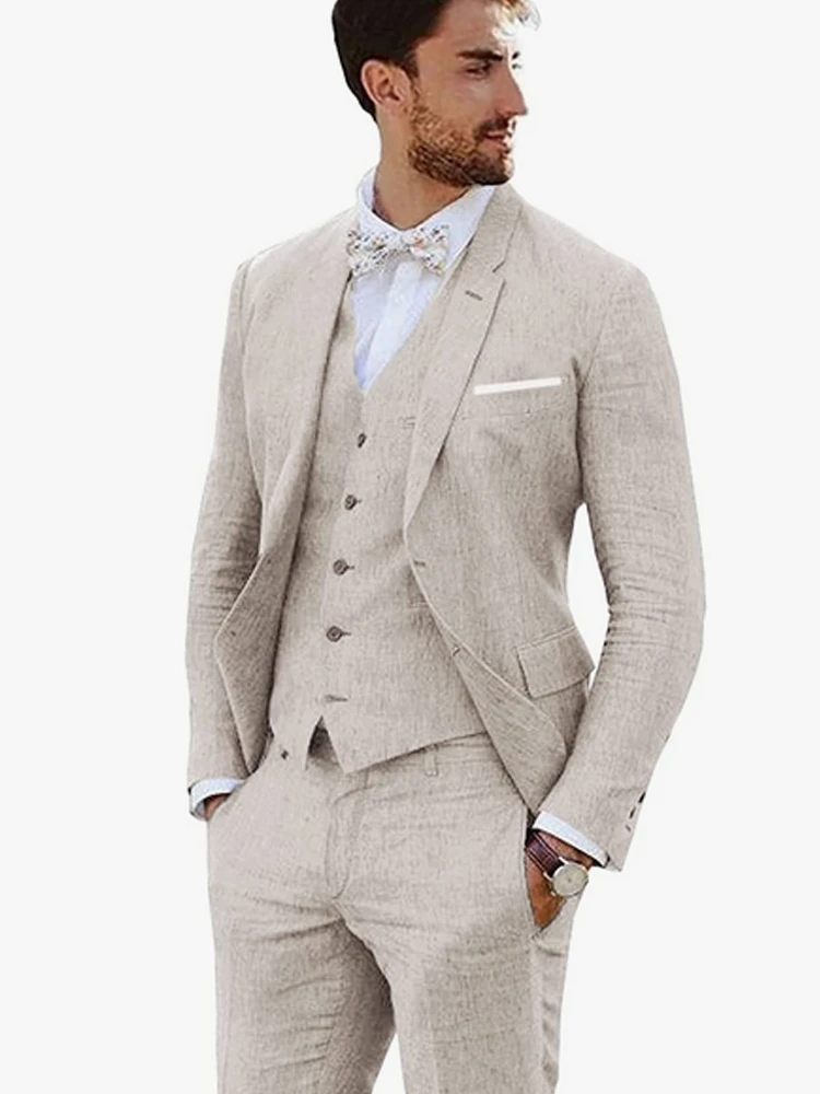 High-end Linen Single Breasted Wedding Suits 3 Pieces (Suit & Vest & Pants) Elegant Male Fashion Set
High-end Linen Single Breasted Wedding Suits 3 Pieces (Suit & Vest & Pants) Elegant Male Fashion Set