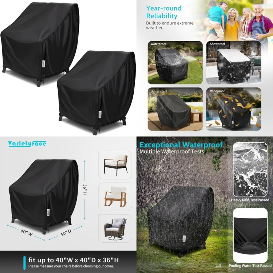 2-Pack Extra Large Patio Chair Covers Waterproof Windproof Outdoor Furniture Covers Fit up to 40 x 40 x 36, Heavy Duty Deep Sea
2-Pack Extra Large Patio Chair Covers Waterproof Windproof Outdoor Furniture Covers Fit up to 40 x 40 x 36, Heavy Duty Deep Sea