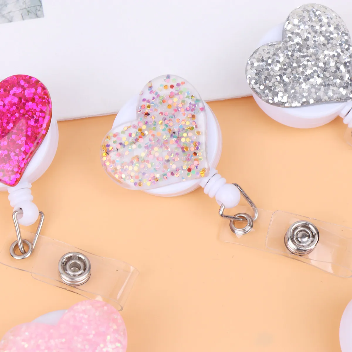 6Pcs Heart Shape Cartoon Badge Reels Colorful Rhinestone Nurses Retractable Id Badge Holder Clips for Nurses Teachers Students
6Pcs Heart Shape Cartoon Badge Reels Colorful Rhinestone Nurses Retractable Id Badge Holder Clips for Nurses Teachers Students