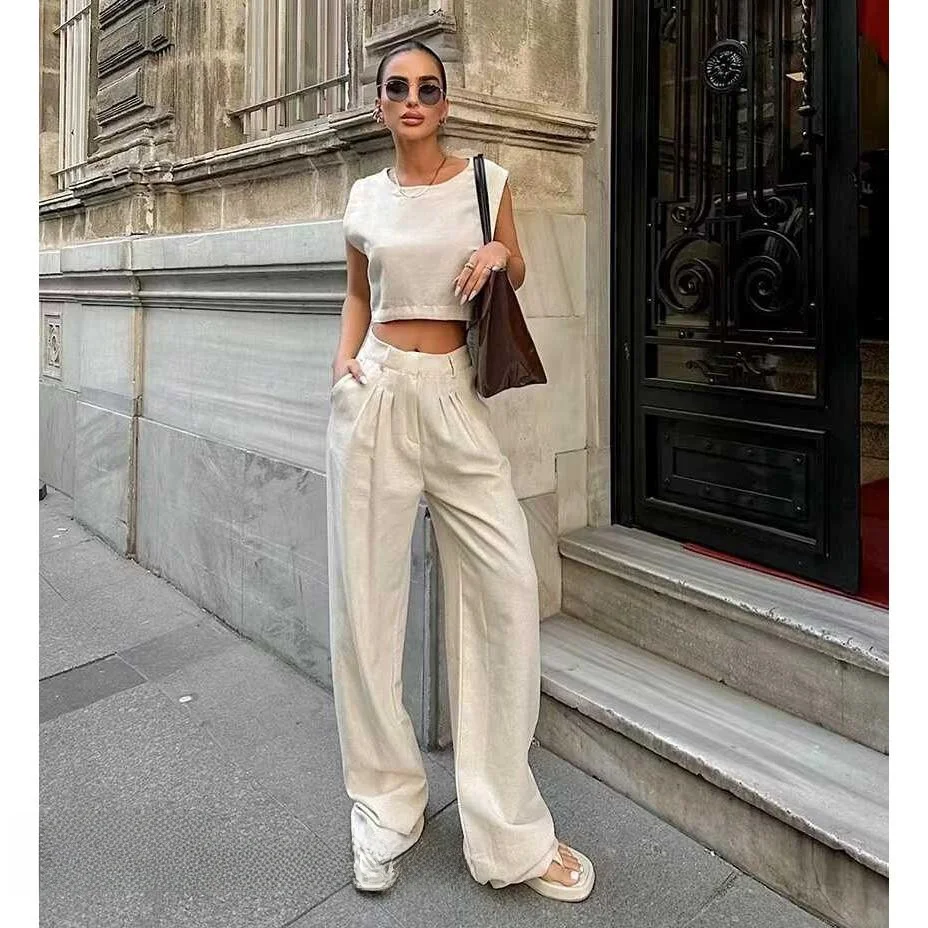 Летний повседневный комплект из топа и брюк цвета хаки Faion, комплект из двух предметов, круглые хлопковые длинные брюки, наряд
Летний повседневный комплект из топа и брюк цвета хаки Faion, комплект из двух предметов, круглые хлопковые длинные брюки, наряд