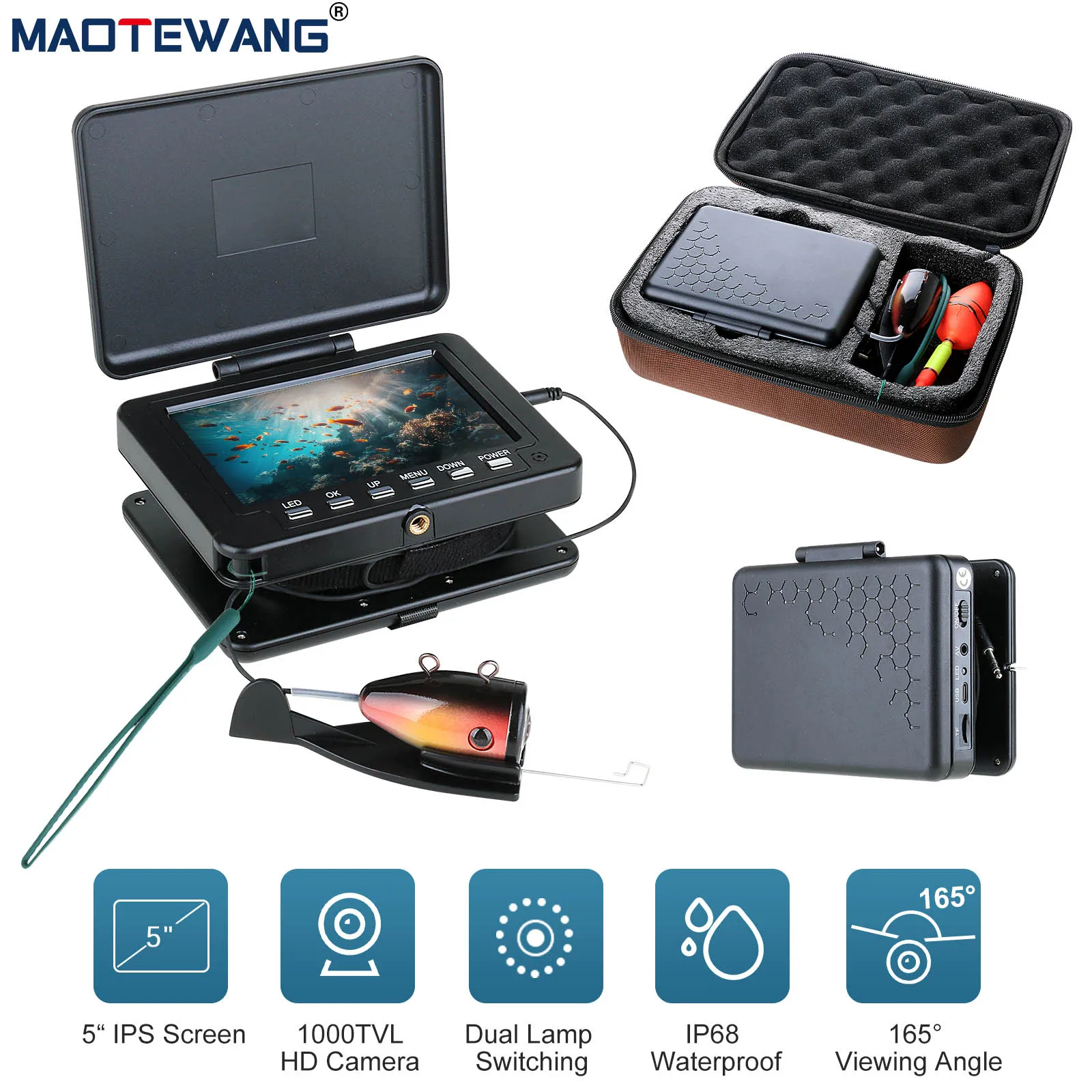 MAOTEWANG Fish Finder Underwater Fishing Camera 6pcs White LEDs + 6pcs Infrared Lamp 5" Inch 1000TVL For Ice/Sea/River Fishing
MAOTEWANG Fish Finder Underwater Fishing Camera 6pcs White LEDs + 6pcs Infrared Lamp 5" Inch 1000TVL For Ice/Sea/River Fishing