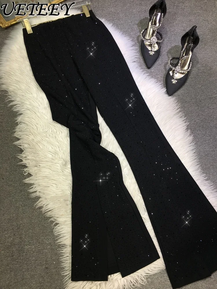 Heavy-Duty Rhinestone Slim Pants Black High Waist Slimming Draping Elastic Socialite Slimming Spring and Summer Trousers
Heavy-Duty Rhinestone Slim Pants Black High Waist Slimming Draping Elastic Socialite Slimming Spring and Summer Trousers