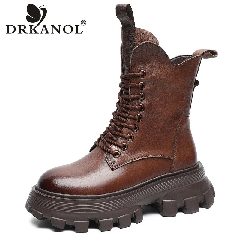 DRKANOL Women Genuine Leather Mid Calf Boots Autumn Winter Platform Height Increasing Wedges Heel Warm Plush Retro Style Boots
DRKANOL Women Genuine Leather Mid Calf Boots Autumn Winter Platform Height Increasing Wedges Heel Warm Plush Retro Style Boots