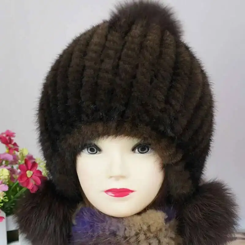 Real Mink Fur Hat winter Knitted Beanies Hats Winter Natural Fur Hat With Fox Fur Pom Poms Warm Fashion Outdoor Caps For Lady
Real Mink Fur Hat winter Knitted Beanies Hats Winter Natural Fur Hat With Fox Fur Pom Poms Warm Fashion Outdoor Caps For Lady