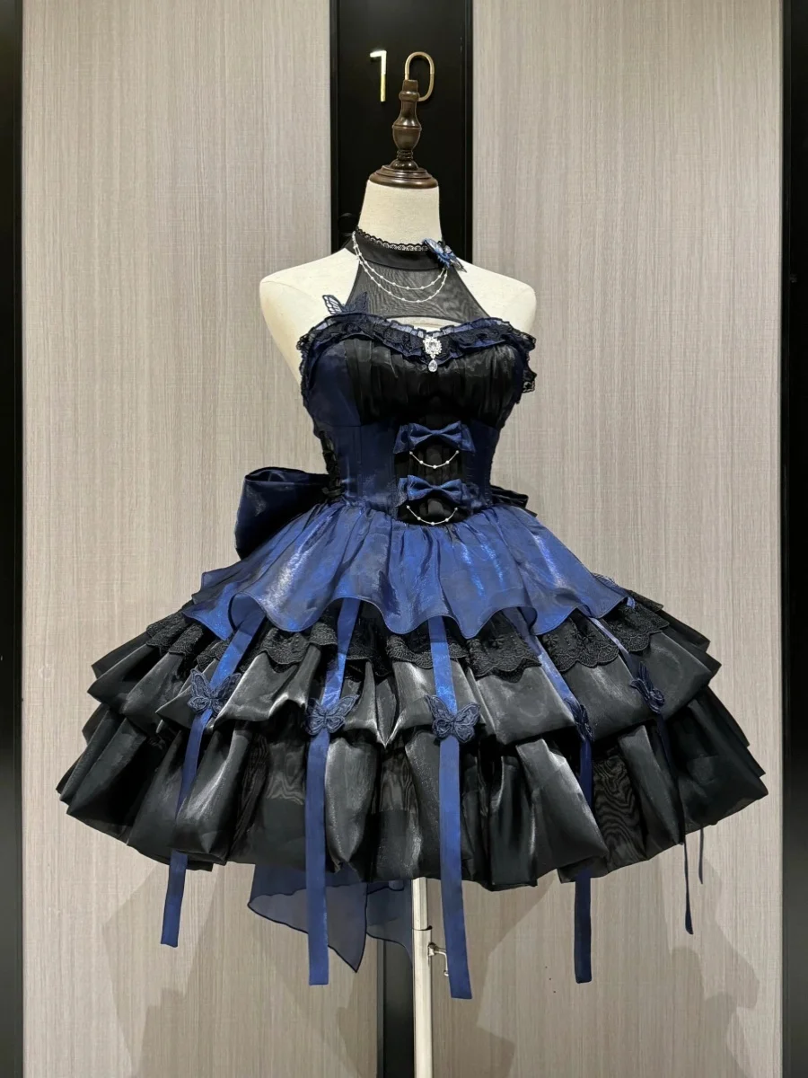 Black And Blue Hanging Neck Lolita Skirt, Pure And Stylish Lolita Trailing Fluffy Skirt
Black And Blue Hanging Neck Lolita Skirt, Pure And Stylish Lolita Trailing Fluffy Skirt