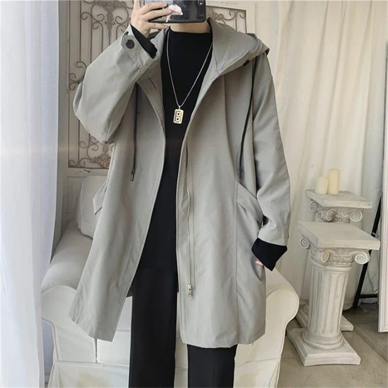 Men's Windbreaker Spring Autumn Loose Zipper Tops Solid Color Coats Hooded Coats High Street Korean Style Tide Outerwear Coat
Men's Windbreaker Spring Autumn Loose Zipper Tops Solid Color Coats Hooded Coats High Street Korean Style Tide Outerwear Coat