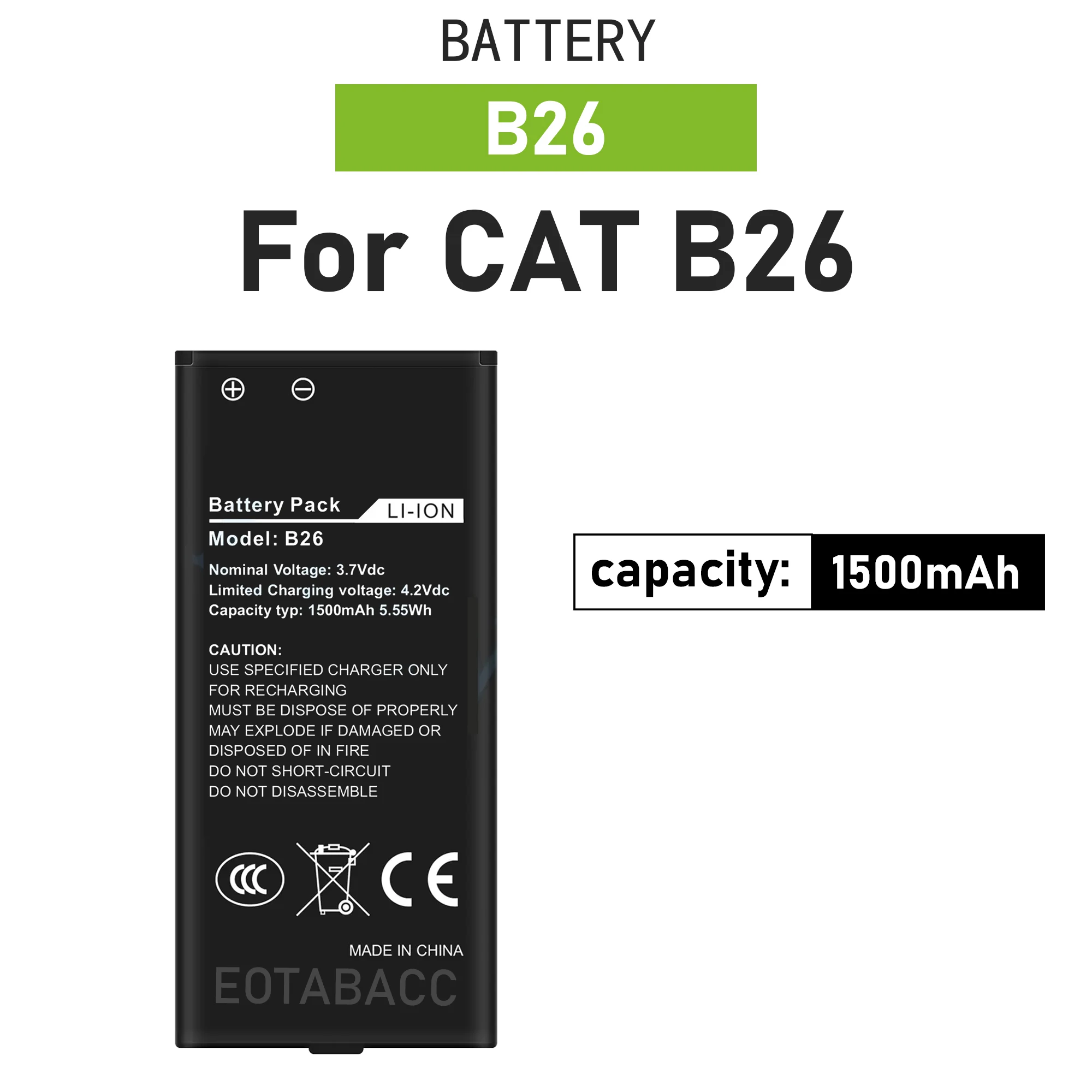 2025 Years BatteryReal Capacity 1500mAh B26 Battery For Caterpillar CAT B26 Mobile Phone High Quality Battery New Production
2025 Years BatteryReal Capacity 1500mAh B26 Battery For Caterpillar CAT B26 Mobile Phone High Quality Battery New Production