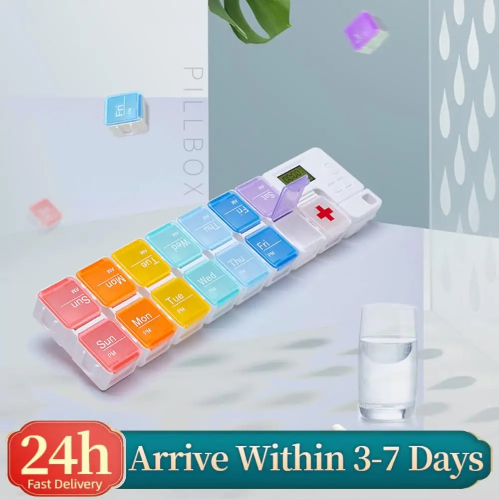 Еженедельный органайзер для таблеток с 14 отделениями, электронный дозатор таблеток с таймером и напоминанием о приеме 2 раза в день
Еженедельный органайзер для таблеток с 14 отделениями, электронный дозатор таблеток с таймером и напоминанием о приеме 2 раза в день