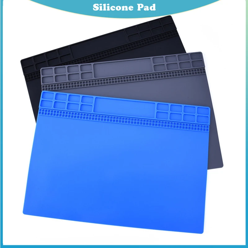 Heat Insulation Silicone Pad Desk Mat Maintenance Platform for BGA Soldering Repair Station Repair Tools Grey/black/blue
Heat Insulation Silicone Pad Desk Mat Maintenance Platform for BGA Soldering Repair Station Repair Tools Grey/black/blue