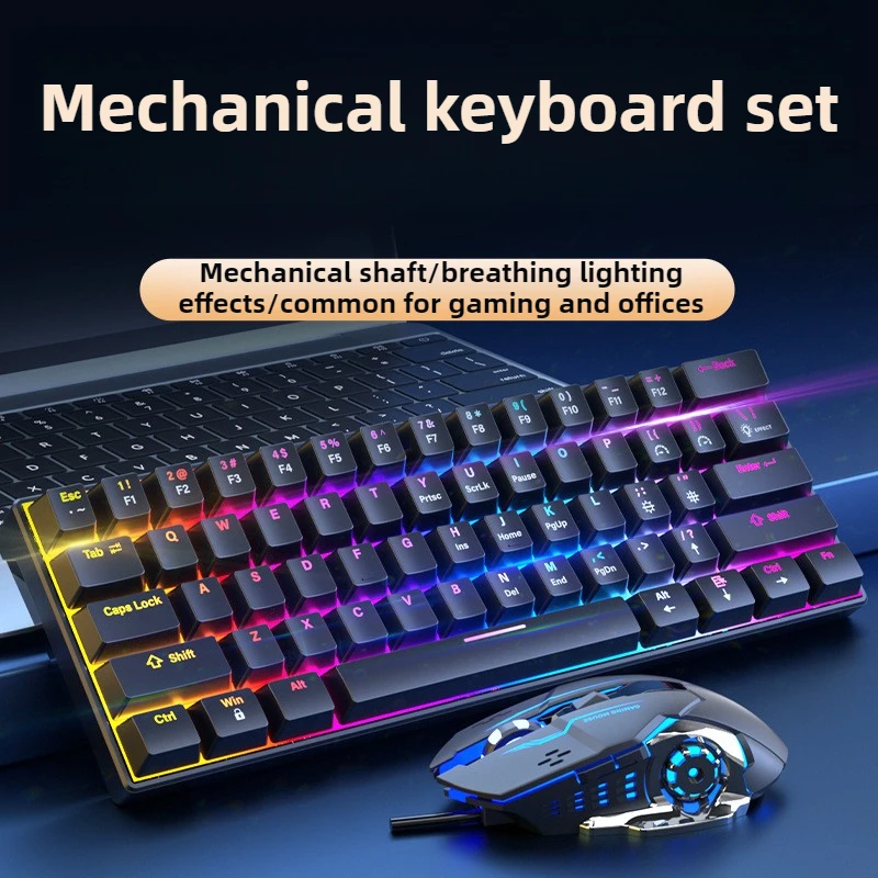 61-Key Mechanical Keyboard RGB Mixed Light Blue Switches Mouse Macros Durable Gaming PC Keyboard
61-Key Mechanical Keyboard RGB Mixed Light Blue Switches Mouse Macros Durable Gaming PC Keyboard