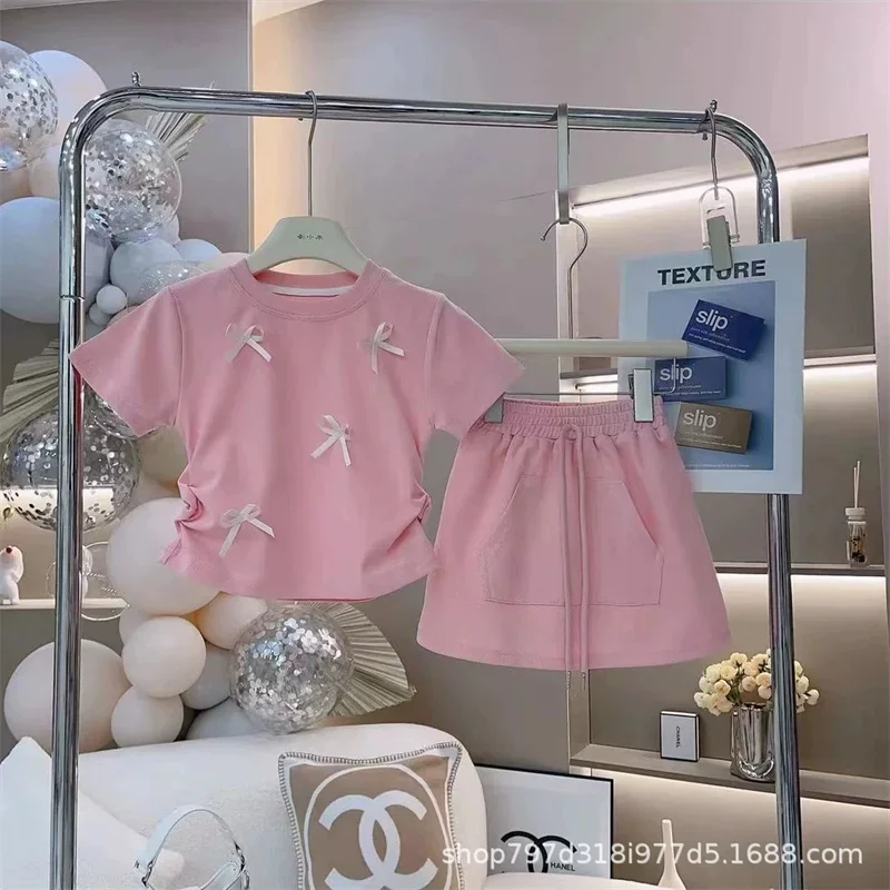 New Summer Sets Girls Bow Tie T-Shirt Suits Children's Short-Sleeved Top Skirt 2-Piece Baby Kids Fashion Sweet Clothes Outfit
New Summer Sets Girls Bow Tie T-Shirt Suits Children's Short-Sleeved Top Skirt 2-Piece Baby Kids Fashion Sweet Clothes Outfit