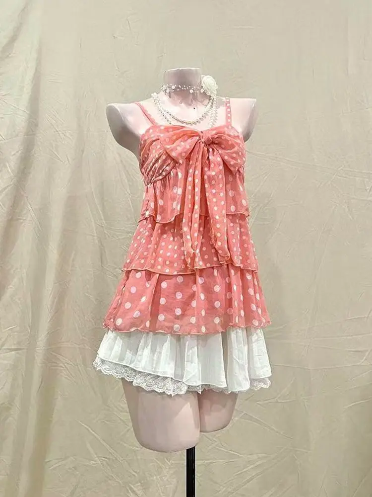 Vintage Sexy Women Clothe Summer Japanese Sleeveless Bow Tops Short Exy Skirt Set Bow Polka Dot Tees Evening Party 2025 New
Vintage Sexy Women Clothe Summer Japanese Sleeveless Bow Tops Short Exy Skirt Set Bow Polka Dot Tees Evening Party 2025 New