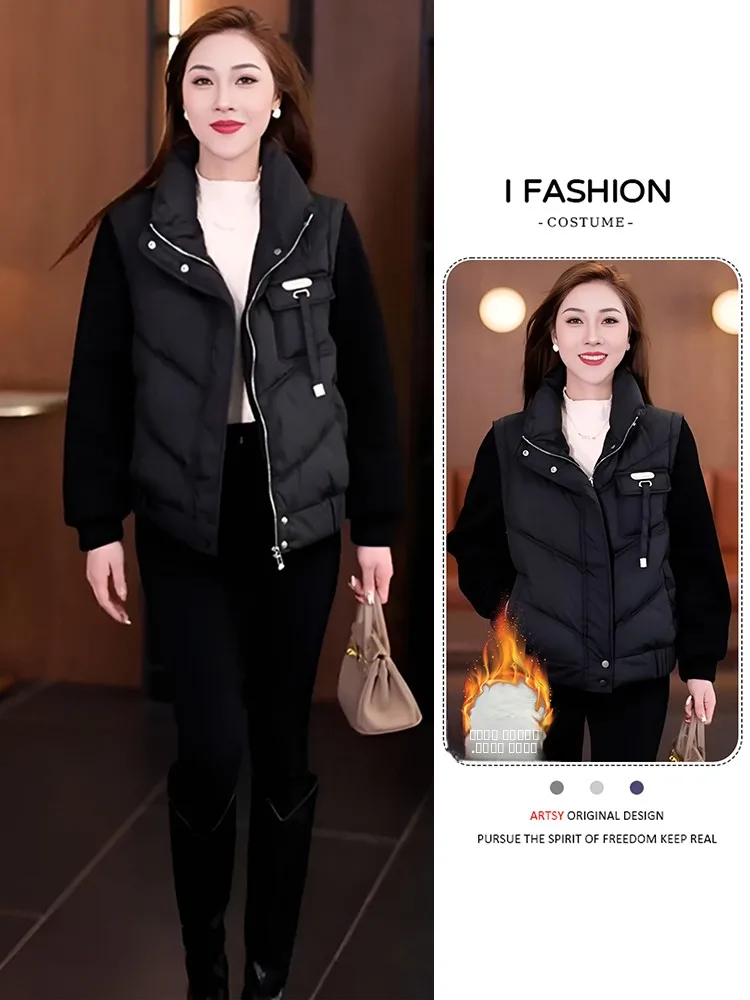 Модная утепленная женская пуховая куртка из хлопка, простой теплый пуховик на пуговицах и молнии, с длинными рукавами, стандартный крой
Модная утепленная женская пуховая куртка из хлопка, простой теплый пуховик на пуговицах и молнии, с длинными рукавами, стандартный крой