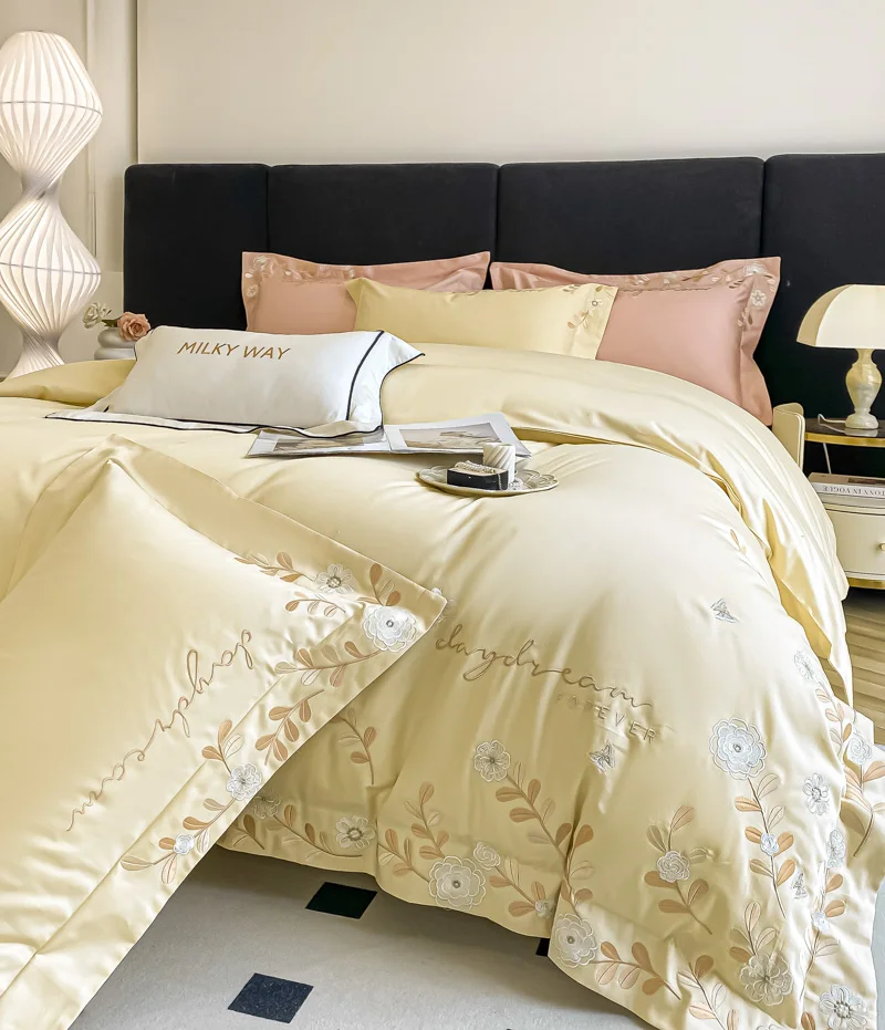 Flowers Embroidery Bedding Set, Beige Egyptian Cotton Duvet Cover, Bed Sheet, Pillowcases, Solid Color Home Textile, Luxury
Flowers Embroidery Bedding Set, Beige Egyptian Cotton Duvet Cover, Bed Sheet, Pillowcases, Solid Color Home Textile, Luxury