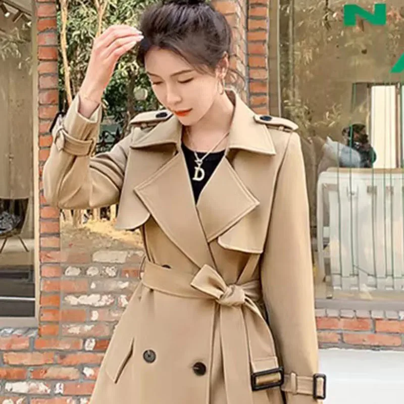 Spring Autumn Windbreaker Women's Trench Coat Fashion Design Sense Casual Double-Breasted Mid-Length Coat With Belt Female
Spring Autumn Windbreaker Women's Trench Coat Fashion Design Sense Casual Double-Breasted Mid-Length Coat With Belt Female