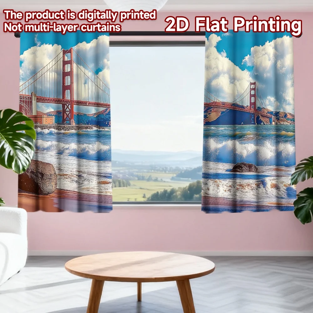 2D flat printing 2pcs Drapes Golden Gate Waves Digital Printed Polyester Drapes Seasonal Party & Holiday Decor for Outdoor
2D flat printing 2pcs Drapes Golden Gate Waves Digital Printed Polyester Drapes Seasonal Party & Holiday Decor for Outdoor
