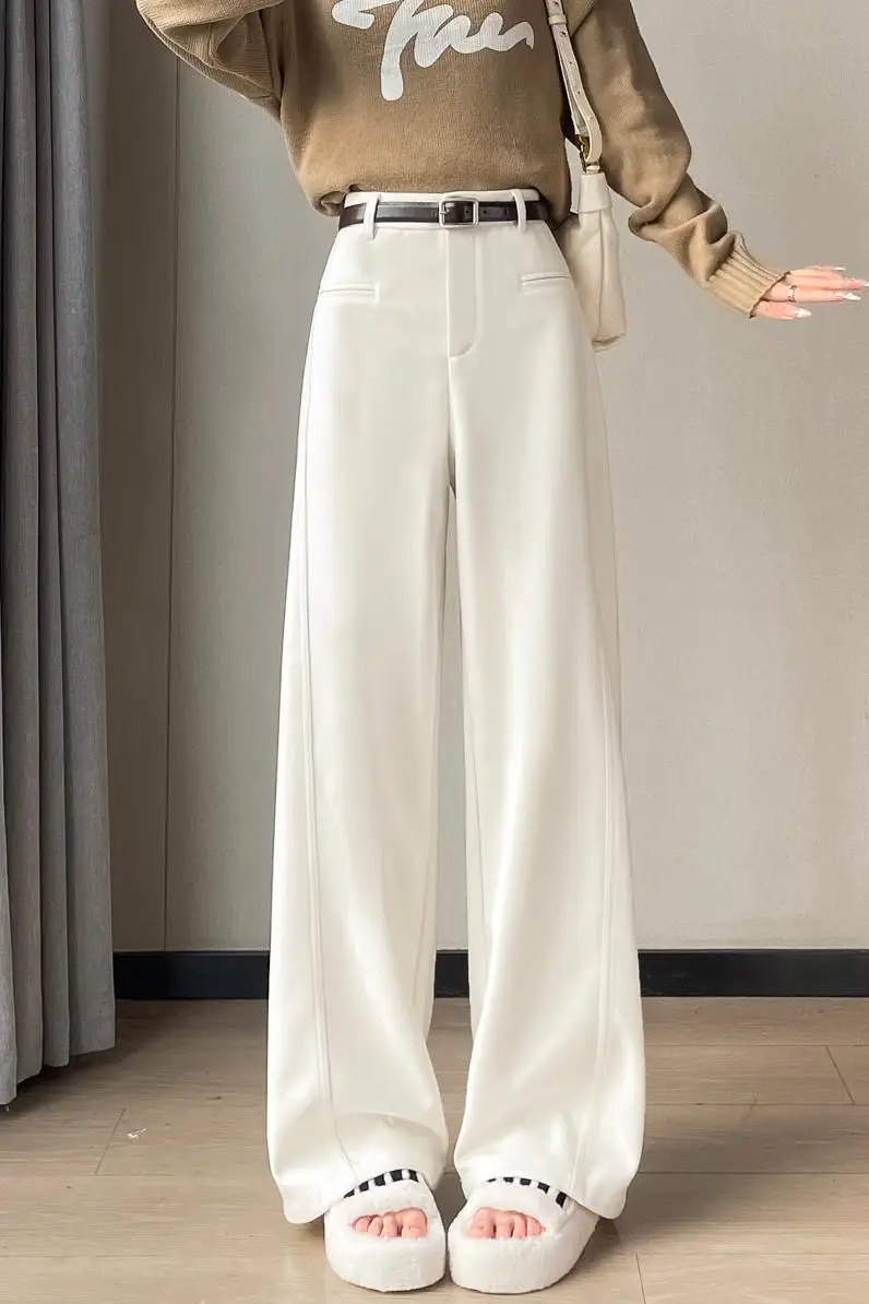 Women's Autumn Winter Wool&blend Wide Leg Suit Pants Lady Streetwear High Waist Loose Straaight Full Length Pants
Women's Autumn Winter Wool&blend Wide Leg Suit Pants Lady Streetwear High Waist Loose Straaight Full Length Pants