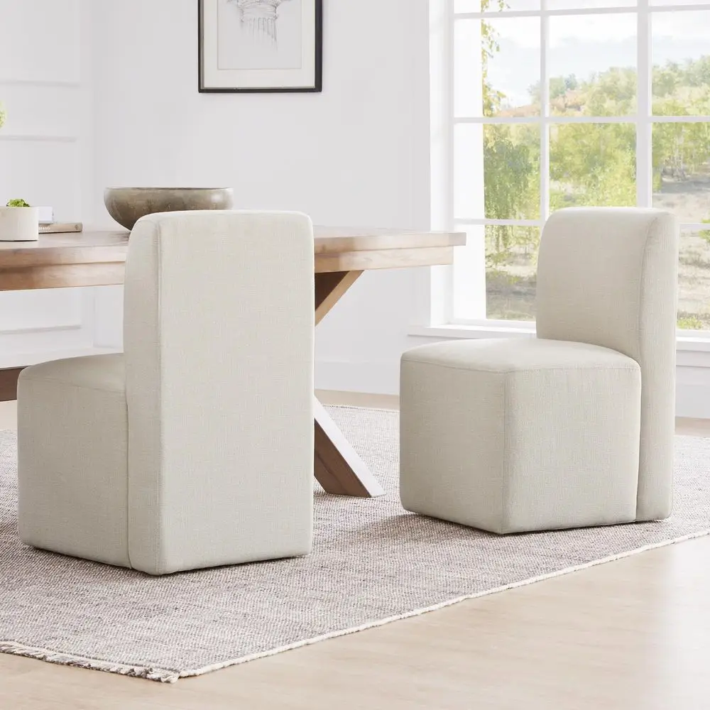Dining Chairs with Casters Set of 2, FSC Certified Upholstered Armless Modern Rolling Dining Chairs with Rollers for Bedroom Re
Dining Chairs with Casters Set of 2, FSC Certified Upholstered Armless Modern Rolling Dining Chairs with Rollers for Bedroom Re