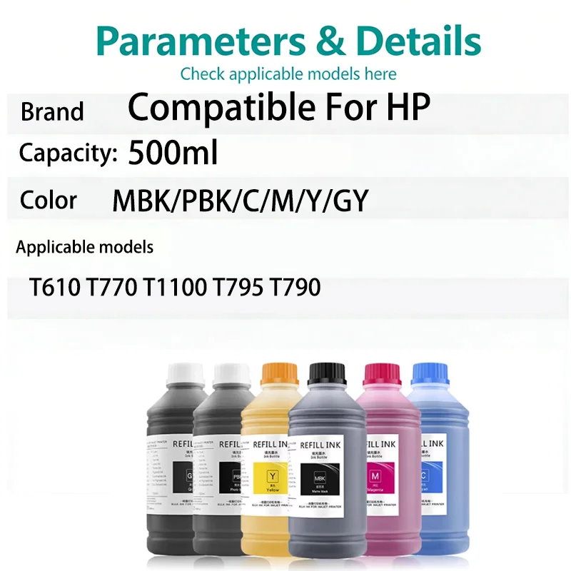 500ml DYE ink 72 Compatible For HP T610 T770 T1100 T795 T790
500ml DYE ink 72 Compatible For HP T610 T770 T1100 T795 T790