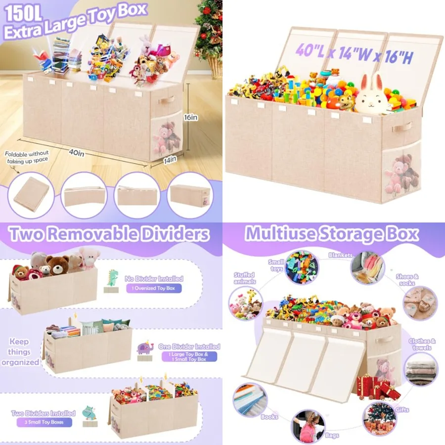 Toy Storage Box with Lid Divider, Sturdy Collapsible Toys Organizer Chest Storage Bins Boxes Baskets for Boys, Girls, Nursery,
Toy Storage Box with Lid Divider, Sturdy Collapsible Toys Organizer Chest Storage Bins Boxes Baskets for Boys, Girls, Nursery,