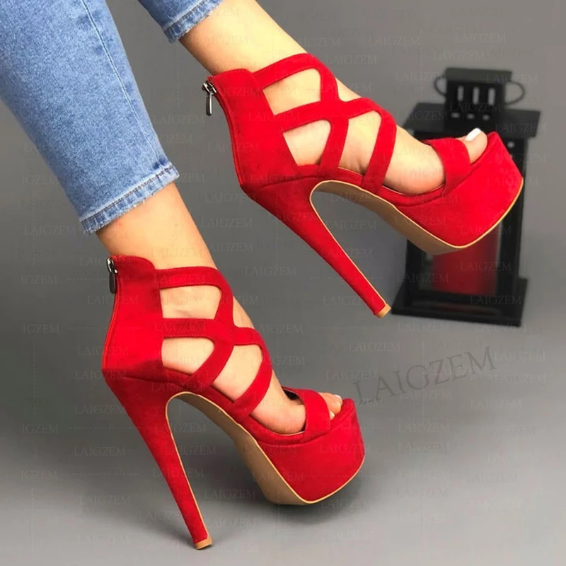 BERZIMER Women Platform Sandals Faux Suede Open Toe Thin High Heels Pumps Back Zip Party Prom Shoes Woman Large Size 41 43 45 52
BERZIMER Women Platform Sandals Faux Suede Open Toe Thin High Heels Pumps Back Zip Party Prom Shoes Woman Large Size 41 43 45 52