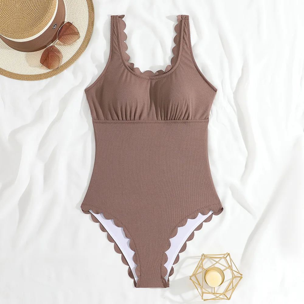 Brown One Piece Swimsuit Female 2025 Swimwear Women Scalloped Trim Bathing Suits Summer Beach Wear Padded Monokini Swimming Suit
Brown One Piece Swimsuit Female 2025 Swimwear Women Scalloped Trim Bathing Suits Summer Beach Wear Padded Monokini Swimming Suit