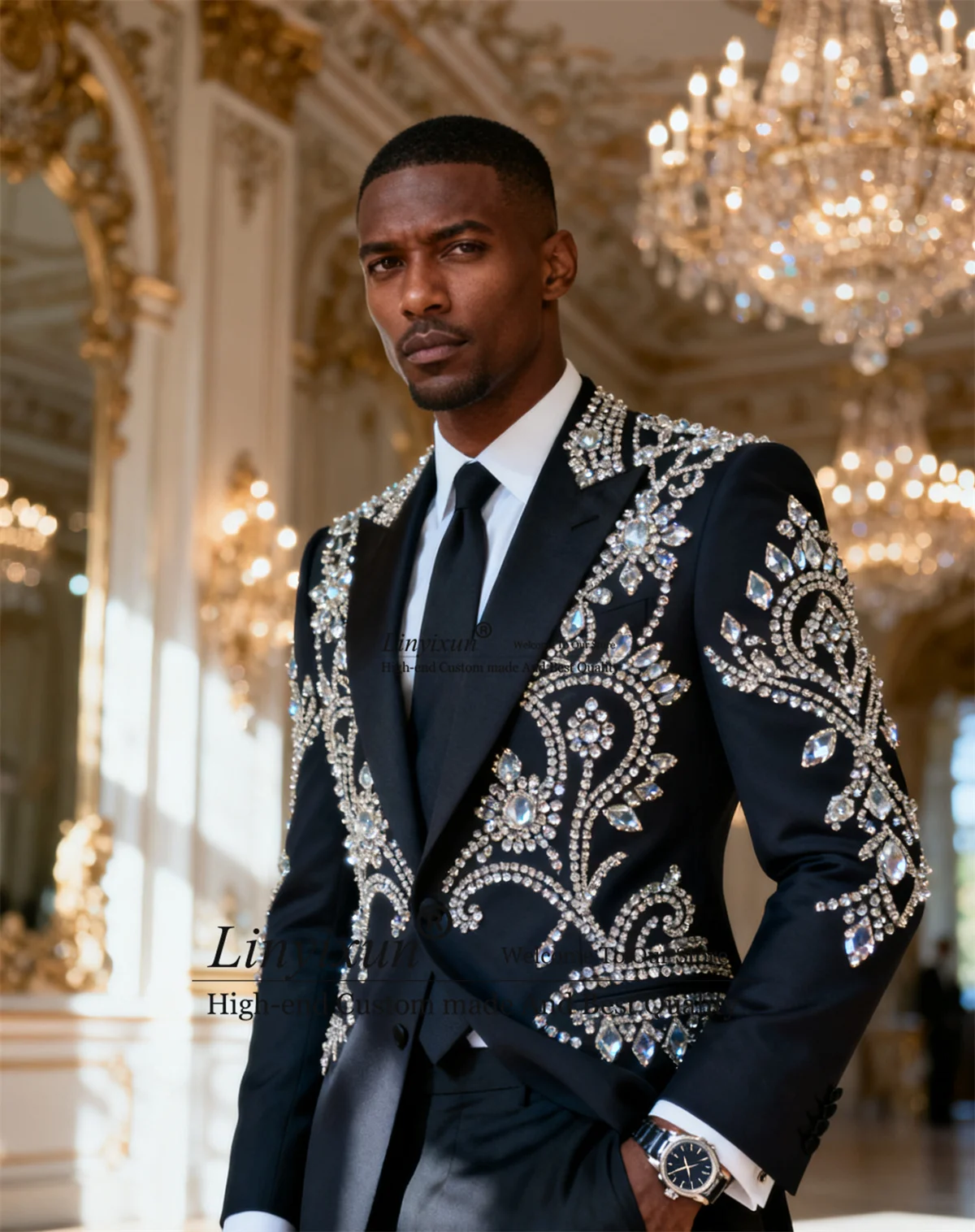 Customized Handsome Wedding Tuxedos luxury Rhinestones Beaded Men Suits Slim Fit Ropa hombre 2 Pieces Sets Groom Male Blazers
Customized Handsome Wedding Tuxedos luxury Rhinestones Beaded Men Suits Slim Fit Ropa hombre 2 Pieces Sets Groom Male Blazers