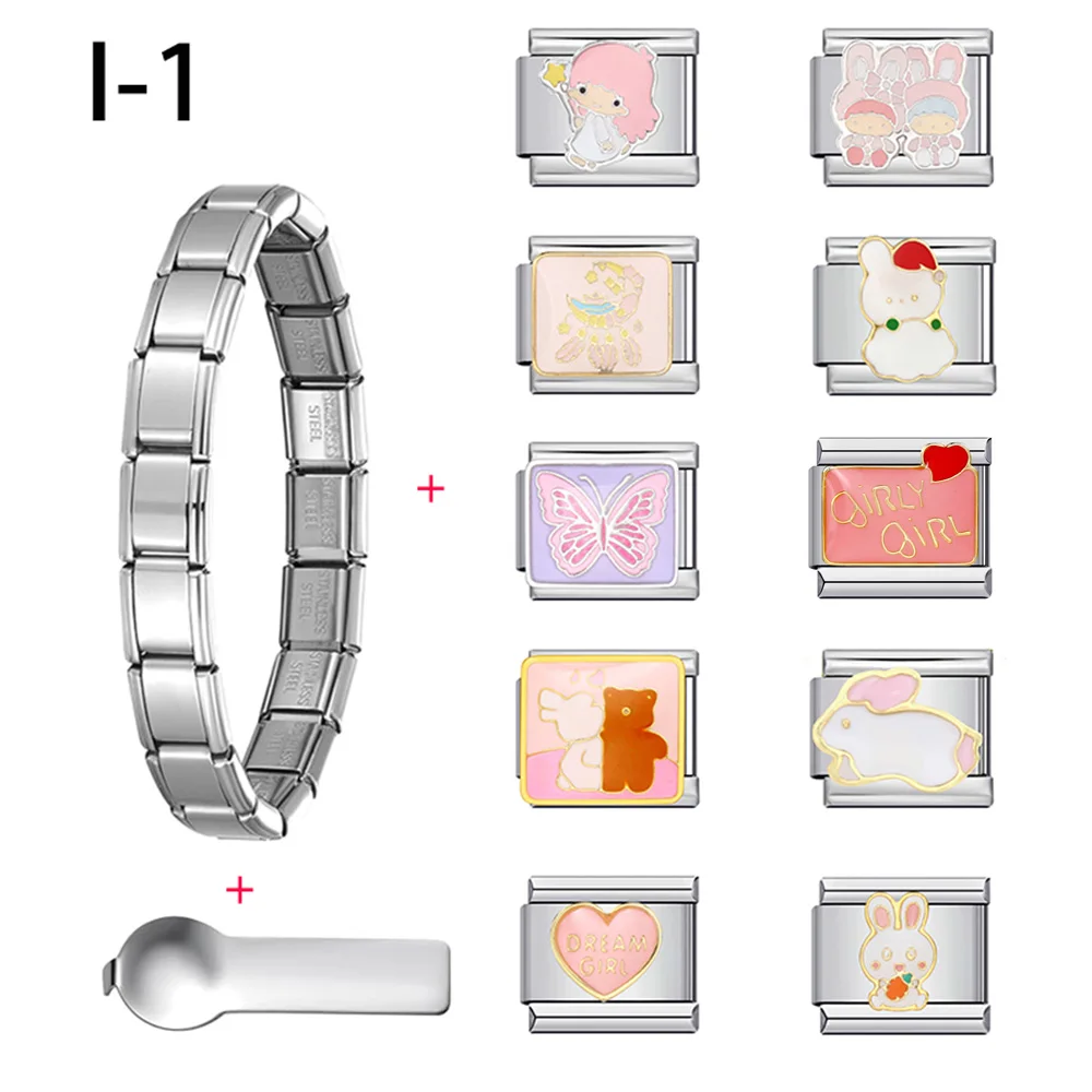 1Set For Girls Pink Color Theme Stainless Steel Italian Bracelet Charm Pack With Basic Chain And Tool DIY Gift Making Jewelry
1Set For Girls Pink Color Theme Stainless Steel Italian Bracelet Charm Pack With Basic Chain And Tool DIY Gift Making Jewelry