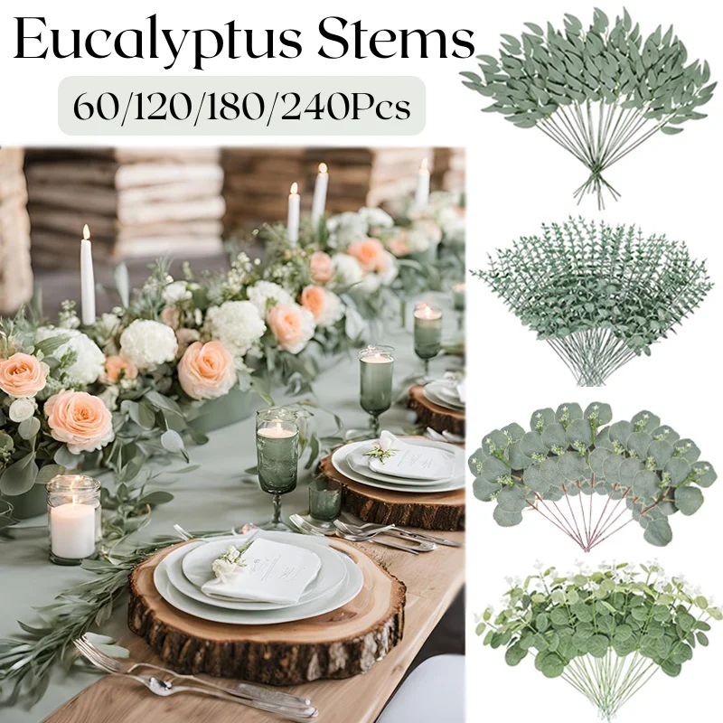 60-300PCS Artificial Eucalyptus Stems Wedding Centerpieces Bouquets Silver Dollar Leaves DIY Floral Arrangement(4 Kinds Mixed)
60-300PCS Artificial Eucalyptus Stems Wedding Centerpieces Bouquets Silver Dollar Leaves DIY Floral Arrangement(4 Kinds Mixed)