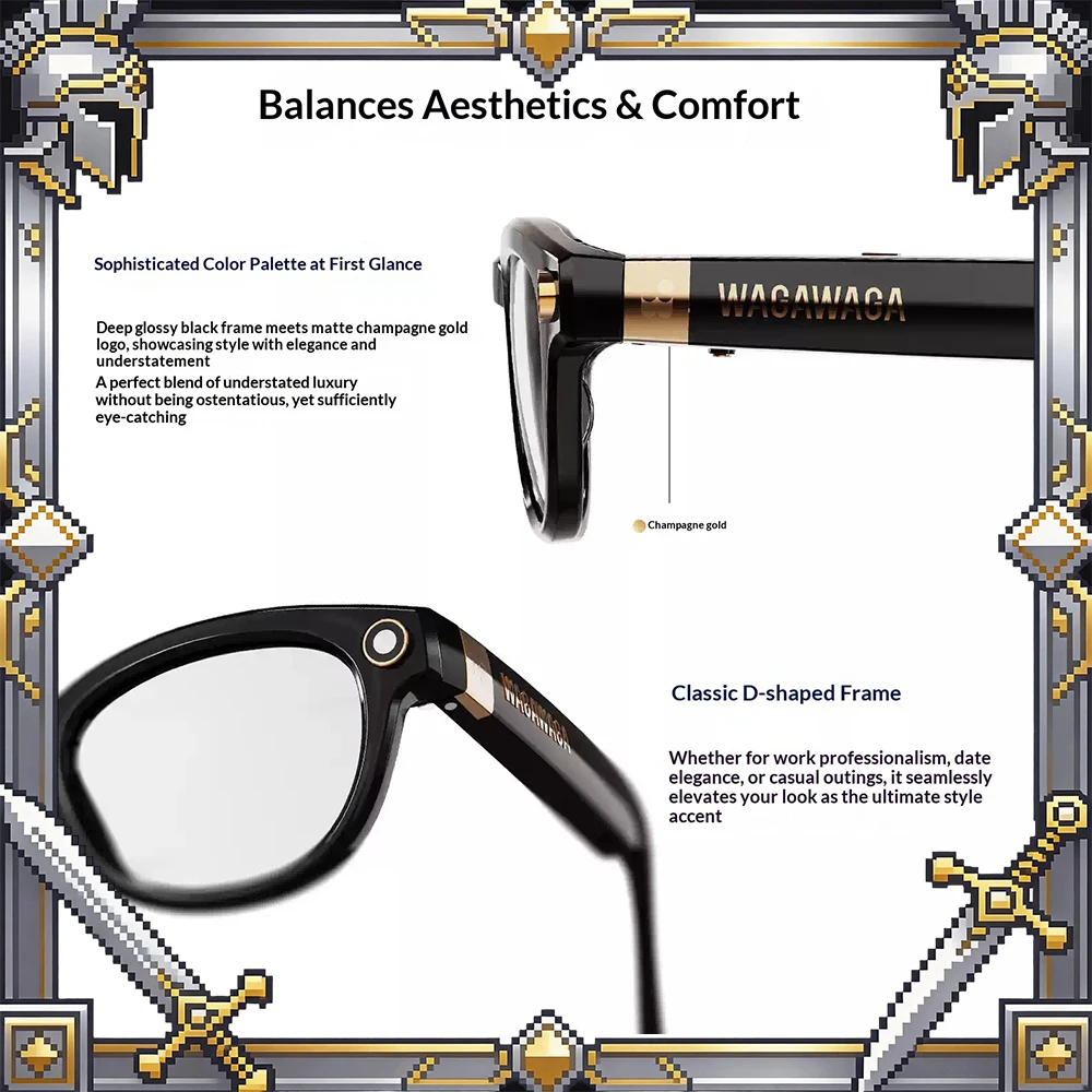WAGAWAGA Aura AI Smart Glasses 55.3g A translation dialogue Know the map record Smart Glasses 13mm custom tuning speaker
WAGAWAGA Aura AI Smart Glasses 55.3g A translation dialogue Know the map record Smart Glasses 13mm custom tuning speaker