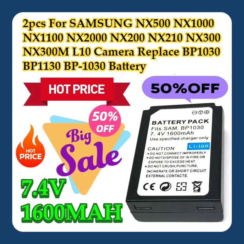 2pcs For SAMSUNG NX500 NX1000 NX1100 NX2000 NX200 NX210 NX300 NX300M L10 Camera Replace BP1030 BP1130 BP-1030 Battery
2pcs For SAMSUNG NX500 NX1000 NX1100 NX2000 NX200 NX210 NX300 NX300M L10 Camera Replace BP1030 BP1130 BP-1030 Battery
