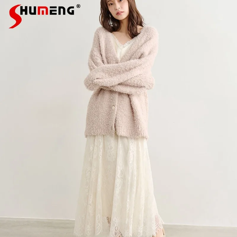 Japanese 2pcs Set V Neck Front Button Knit Cardigan Lace Slip Dress Sweet Daily Wear Two Colors Casual Matching Suit For Ladies
Japanese 2pcs Set V Neck Front Button Knit Cardigan Lace Slip Dress Sweet Daily Wear Two Colors Casual Matching Suit For Ladies