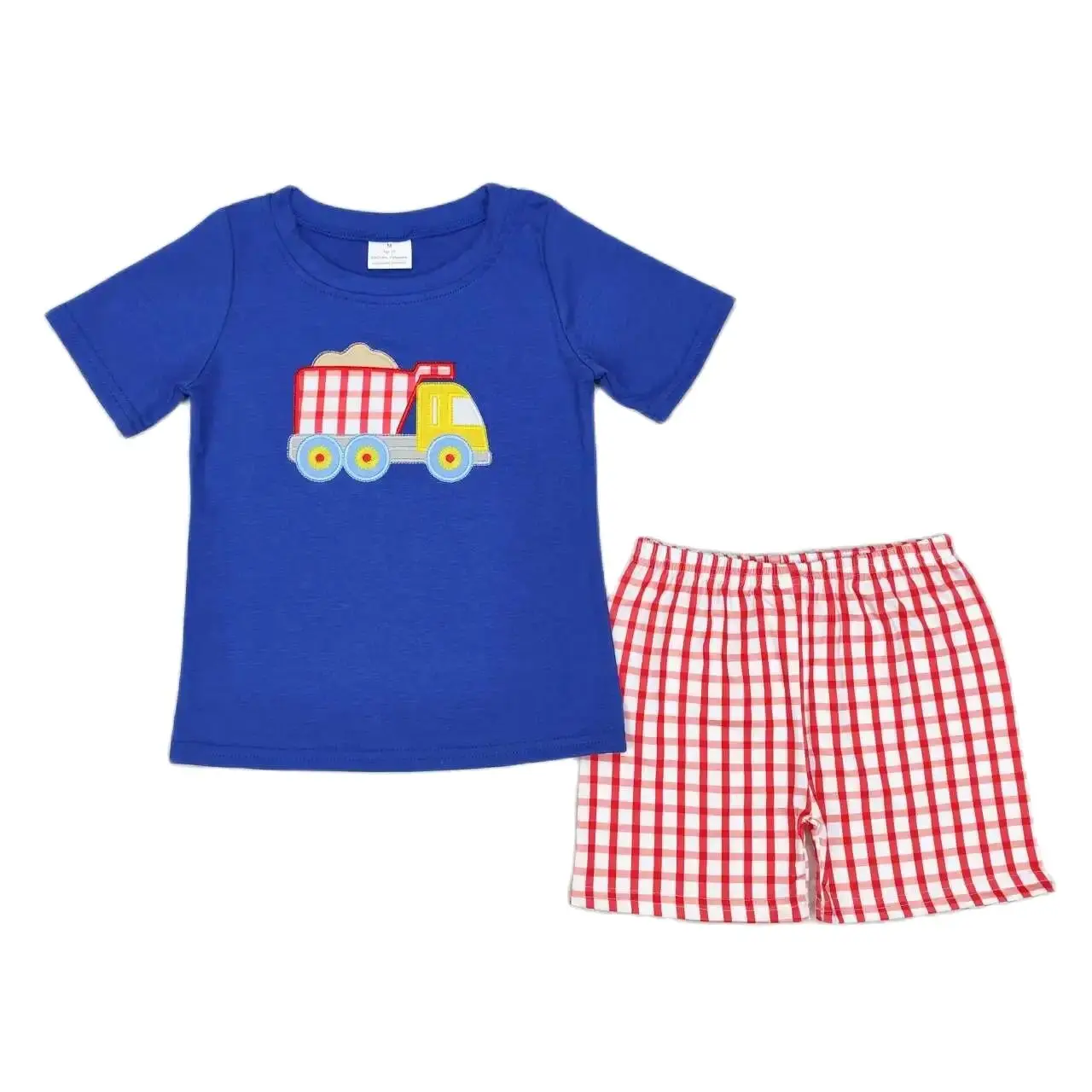BSSO0857 Kids Boys Summer Outfit Sets Short Sleeves Top Embroidery Sand Transport Truck Print With Shorts Children Clothes
BSSO0857 Kids Boys Summer Outfit Sets Short Sleeves Top Embroidery Sand Transport Truck Print With Shorts Children Clothes