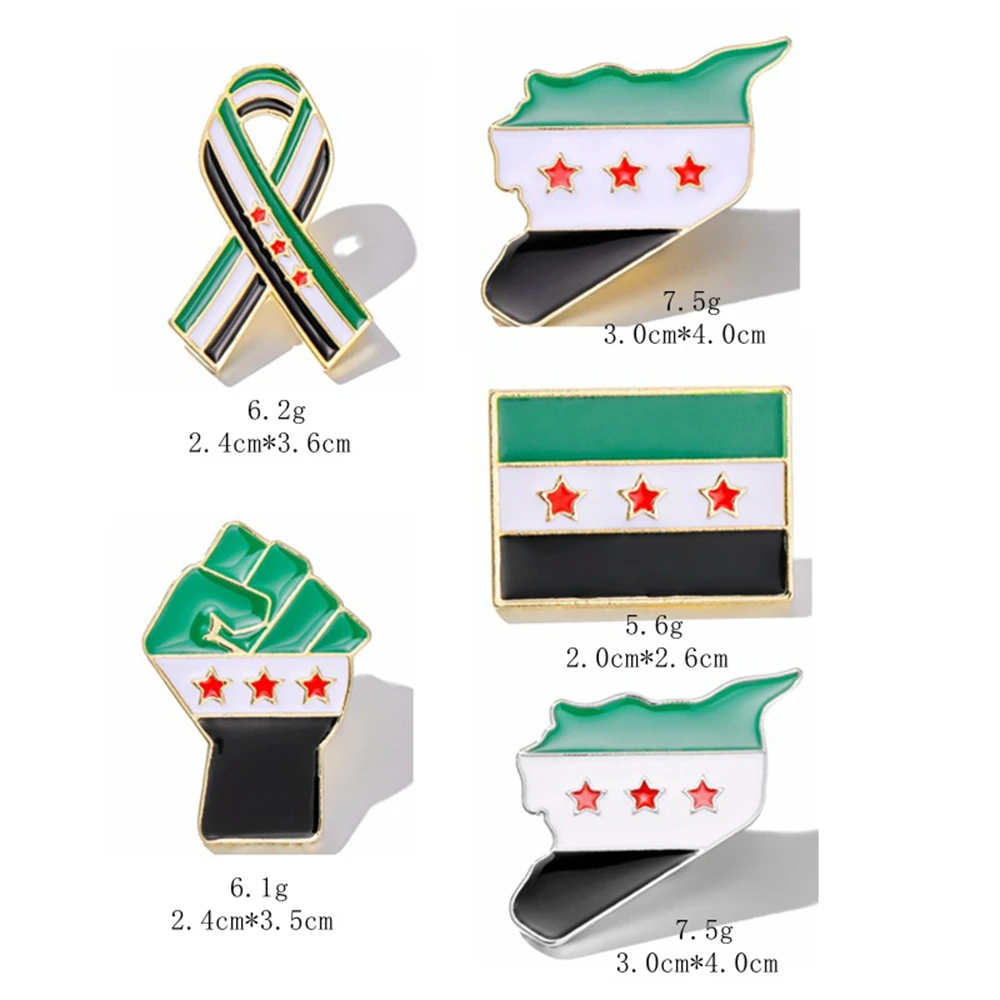 New Syria Flag Brooch Syrian Ribbon Tie Pins Backpack Clothes Lapel Badge Charm Jewelry Gift for Women Men
New Syria Flag Brooch Syrian Ribbon Tie Pins Backpack Clothes Lapel Badge Charm Jewelry Gift for Women Men