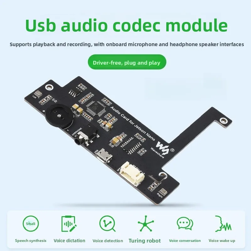 Jetson Nano USB Audio Codec Module, Drive Free Sound Card Plug and Play Text To Speech
Jetson Nano USB Audio Codec Module, Drive Free Sound Card Plug and Play Text To Speech