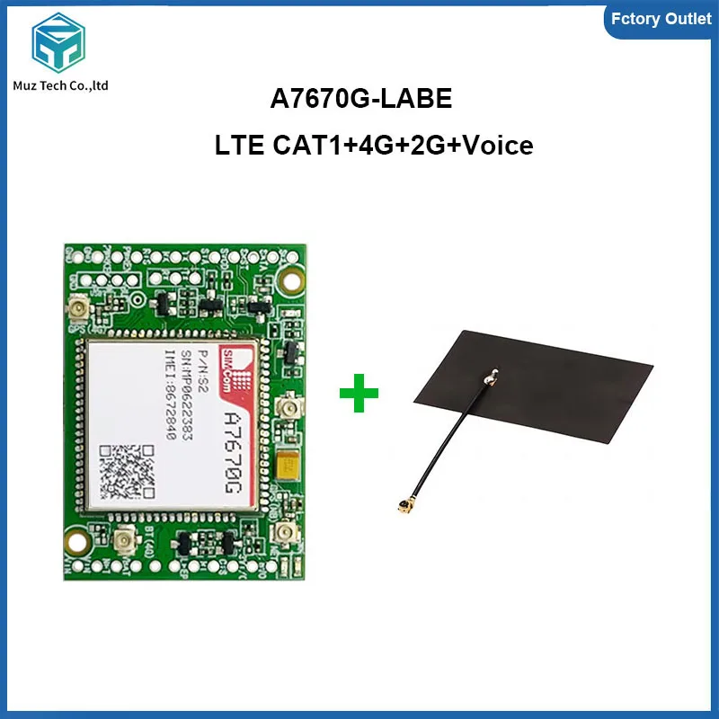 A7670G-LABE Development Board kit 24*24mm Dual-row Pin 4G 2G CAT1 SIMCOM Core Board LTE CAT1 Voice With antenna
A7670G-LABE Development Board kit 24*24mm Dual-row Pin 4G 2G CAT1 SIMCOM Core Board LTE CAT1 Voice With antenna