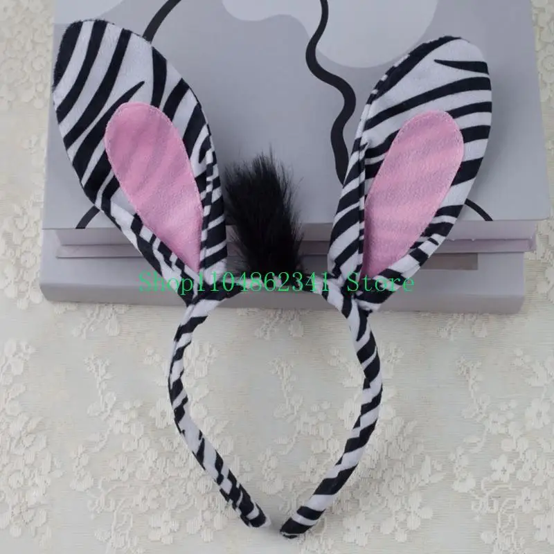 652F Zebras Ears Zebras Hairband and Tail Cartoon Animal Collar Stage Headdress
652F Zebras Ears Zebras Hairband and Tail Cartoon Animal Collar Stage Headdress