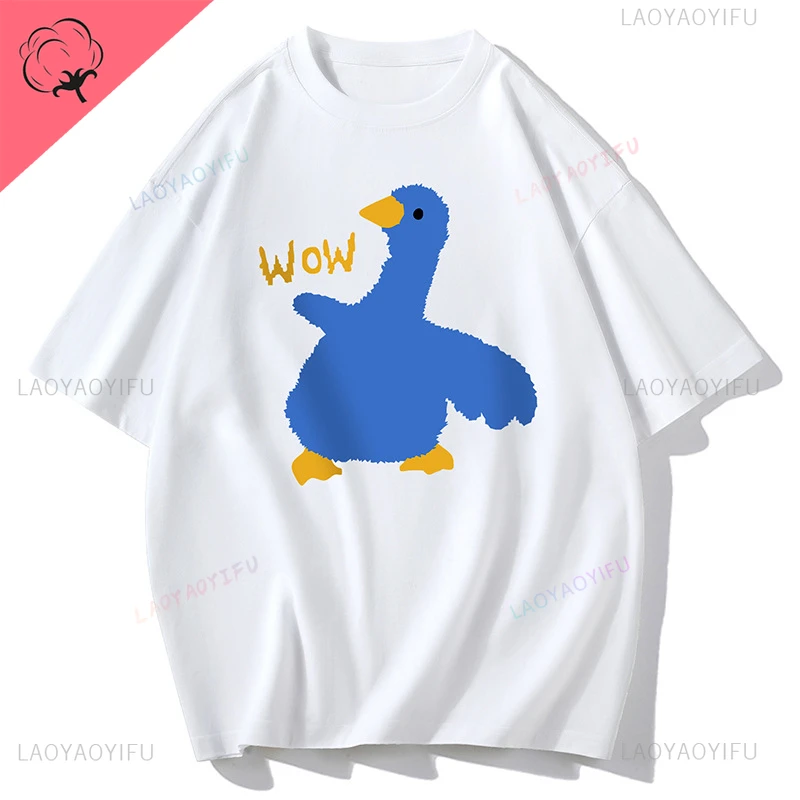 Simple white minimalist cartoon duck pattern Harajuku fashion trend Summer men and women universal crewneck T-shirt
Simple white minimalist cartoon duck pattern Harajuku fashion trend Summer men and women universal crewneck T-shirt