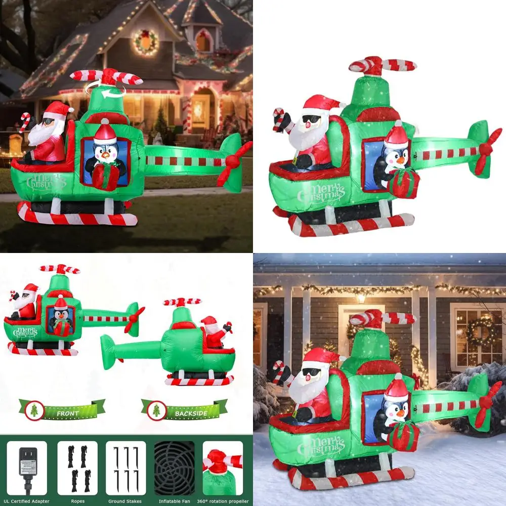 6-Foot Santa in Helicopter Inflatable with Rotating Blades & LED Lights for Outdoor Christmas Yard Decor
6-Foot Santa in Helicopter Inflatable with Rotating Blades & LED Lights for Outdoor Christmas Yard Decor