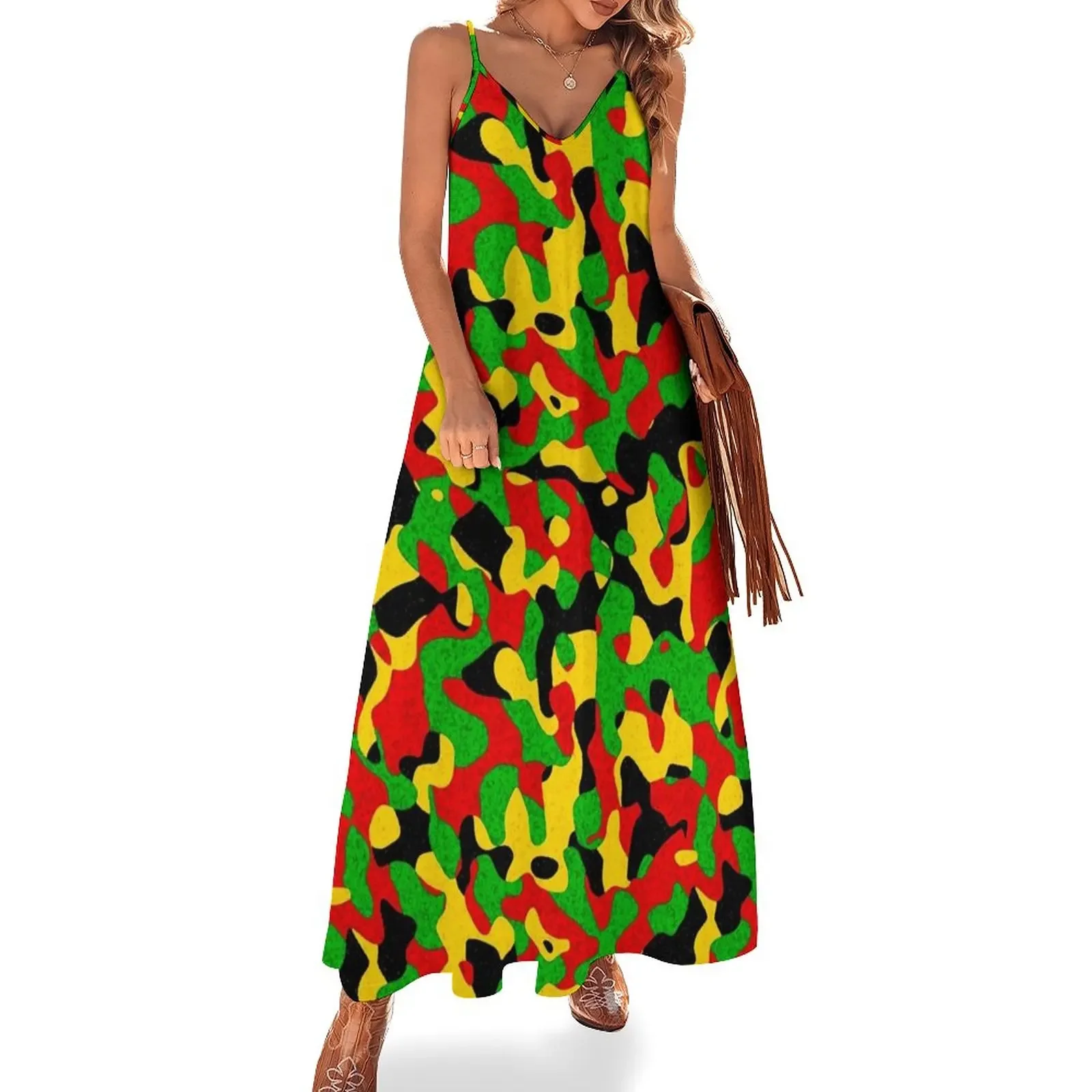 Rastafari Camouflage Pattern Green Yellow red Black Sleeveless Dress Woman dresses chic and elegant evening dress
Rastafari Camouflage Pattern Green Yellow red Black Sleeveless Dress Woman dresses chic and elegant evening dress