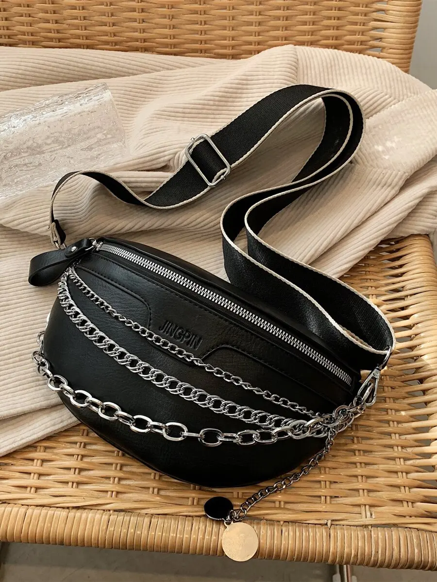Letter Print Chain Decor Fanny Pack Fashion Casual Waist Crossbody Bag
Letter Print Chain Decor Fanny Pack Fashion Casual Waist Crossbody Bag