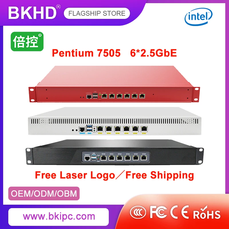 BKHD Intel 11th Gen 7505 6 Lan 2.5GbE Firewall Appliance 1U Rackmount Server, firewall Router Pfsense for Internet cafe
BKHD Intel 11th Gen 7505 6 Lan 2.5GbE Firewall Appliance 1U Rackmount Server, firewall Router Pfsense for Internet cafe
