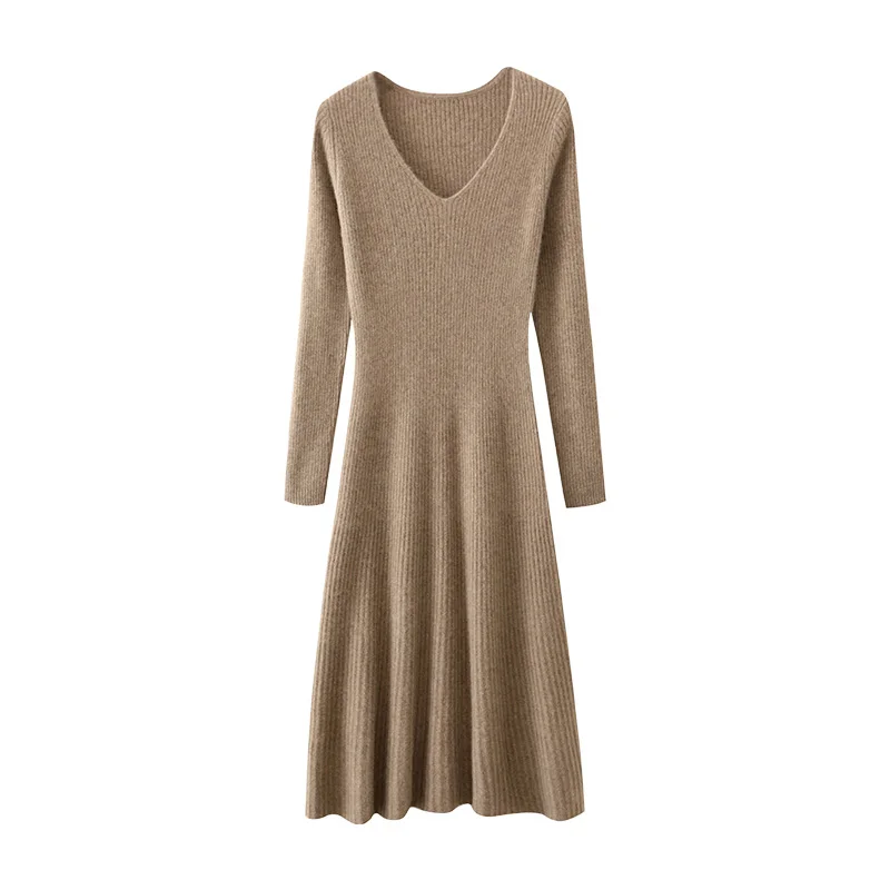 Autumn Winter Women Wool Sweater Dress V-neck Pullover A-Line Skirt 100% Merino Wool Knitwear Cashmere Long Sleeve Solid Clothes
Autumn Winter Women Wool Sweater Dress V-neck Pullover A-Line Skirt 100% Merino Wool Knitwear Cashmere Long Sleeve Solid Clothes