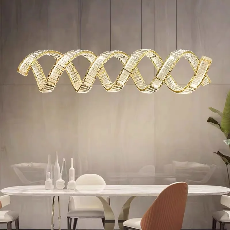 Spiral Crystal Modern Chandeliers for Dining Room Decor Golden Luxury Hanging Lamp for Ceiling Home Lighting Fixture LED Lustre
Spiral Crystal Modern Chandeliers for Dining Room Decor Golden Luxury Hanging Lamp for Ceiling Home Lighting Fixture LED Lustre