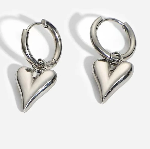 Stainless steel heart-shaped water droplet pendant earrings fashionable OL vacuum plated gold silver
Stainless steel heart-shaped water droplet pendant earrings fashionable OL vacuum plated gold silver