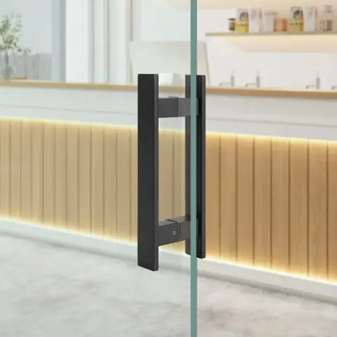 Tiradores de acero inoxidable plateados/negros de 300x40x10mm, manija de puerta de empuje de doble cara en forma de H, tubo de pared de 1,2mm para hoteles