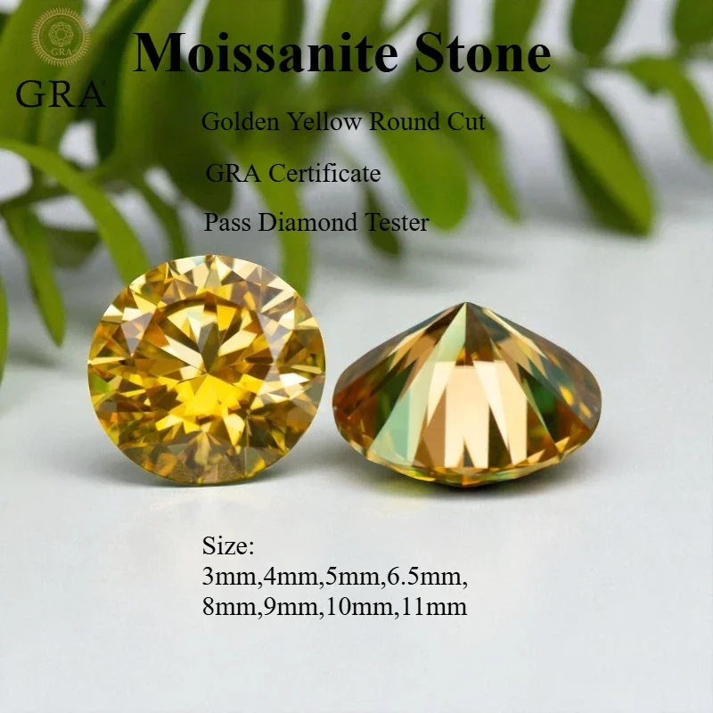 Moissanite Stone Round Cut Golden Yellow Pass Diamond Tester Charms Jewelry Making Materials With GRA Certificate
Moissanite Stone Round Cut Golden Yellow Pass Diamond Tester Charms Jewelry Making Materials With GRA Certificate