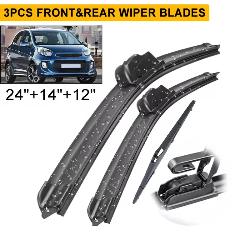 Wiper Front & Rear Wiper Blades Set Kit For Kia Picanto TA 2011 - 2017 Windshield Windscreen Window Brushes 24"+14"+12"
Wiper Front & Rear Wiper Blades Set Kit For Kia Picanto TA 2011 - 2017 Windshield Windscreen Window Brushes 24"+14"+12"