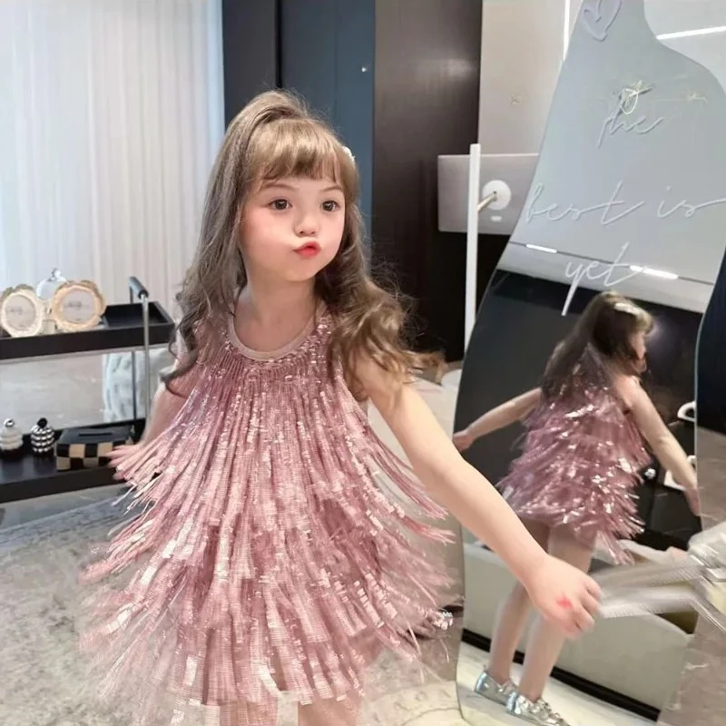 Baby Girls Summer Sweet Pink Shiny Tassels Princess Self-cultivation A-Line Dress Birthday Holiday Party Children Sundress
Baby Girls Summer Sweet Pink Shiny Tassels Princess Self-cultivation A-Line Dress Birthday Holiday Party Children Sundress